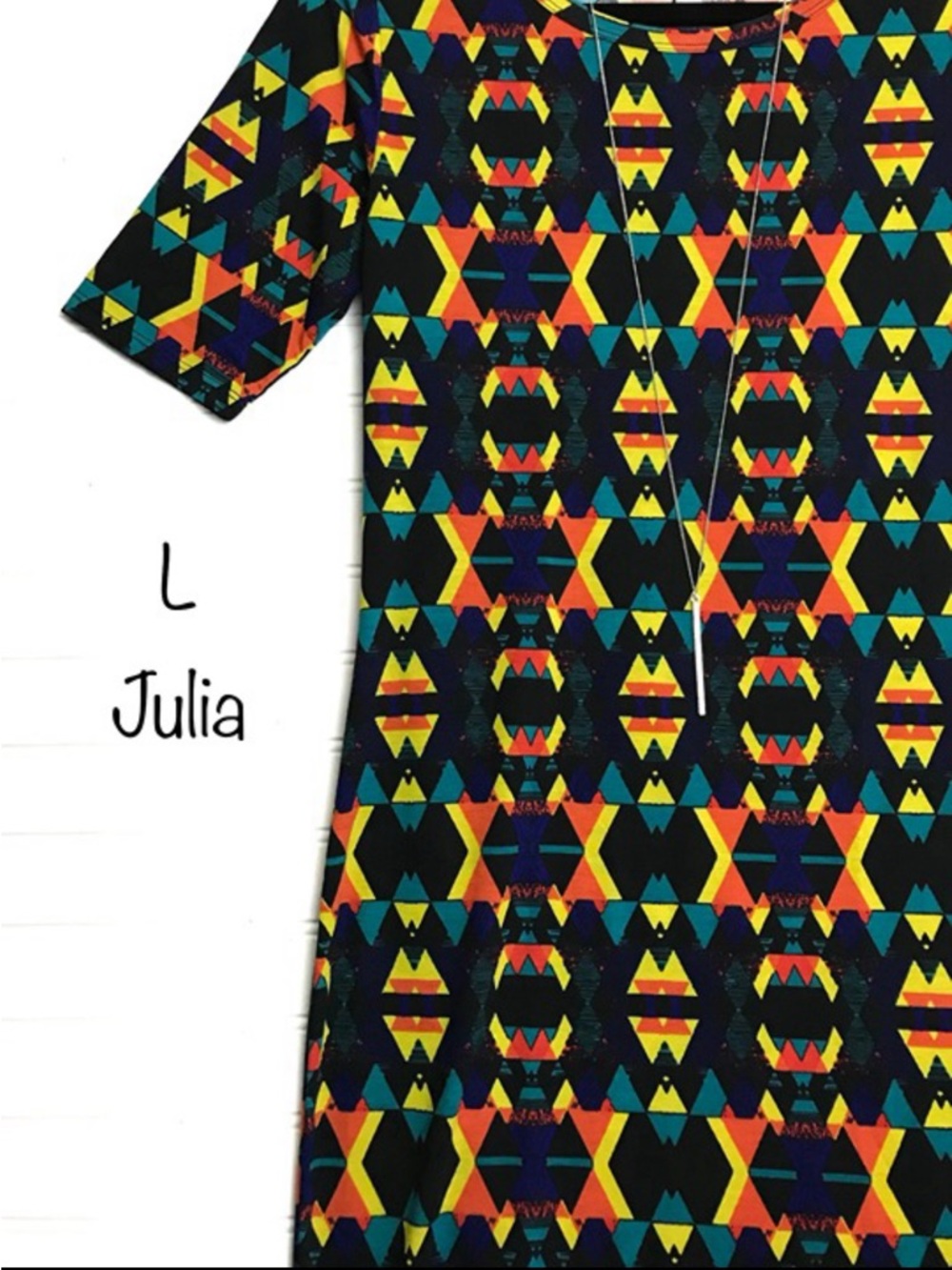 Large LulaRoe Julia Geometric Midi Dress BRABD NEW with Tags - G5